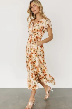 Best Baltic Born Aliyah Midi Dress | Coral Floral CoralFloral