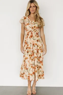 Best Baltic Born Aliyah Midi Dress | Coral Floral CoralFloral