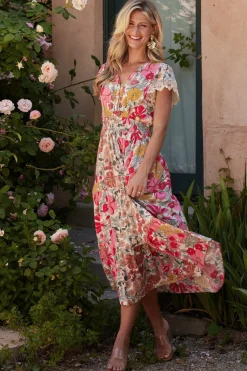 Sale Baltic Born Aliyah Midi Dress | Cream Multi Floral CreamMultiFloral