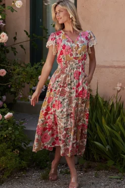 Sale Baltic Born Aliyah Midi Dress | Cream Multi Floral CreamMultiFloral