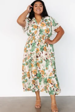 Hot Baltic Born Aliyah Midi Dress | Green Floral GreenFloral