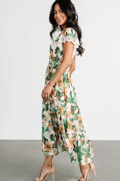 Hot Baltic Born Aliyah Midi Dress | Green Floral GreenFloral