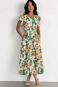 Hot Baltic Born Aliyah Midi Dress | Green Floral GreenFloral