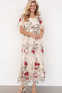 Outlet Baltic Born Allison Embroidered Tulle Maxi Dress | Cream Multi CreamMulti
