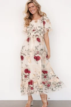 Outlet Baltic Born Allison Embroidered Tulle Maxi Dress | Cream Multi CreamMulti