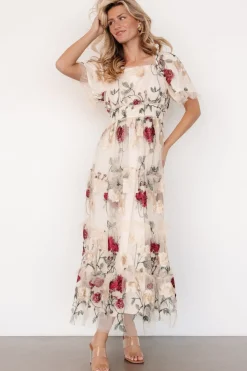 Outlet Baltic Born Allison Embroidered Tulle Maxi Dress | Cream Multi CreamMulti