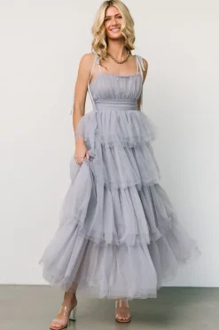 Fashion Baltic Born Alora Tulle Tiered Maxi Dress | Dusty Slate DustySlate