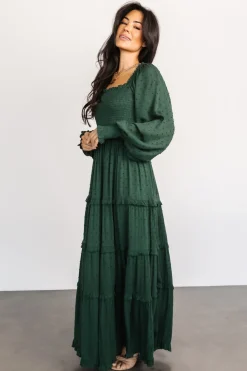 Online Baltic Born Amanda Smocked Dotted Maxi Dress | Evergreen