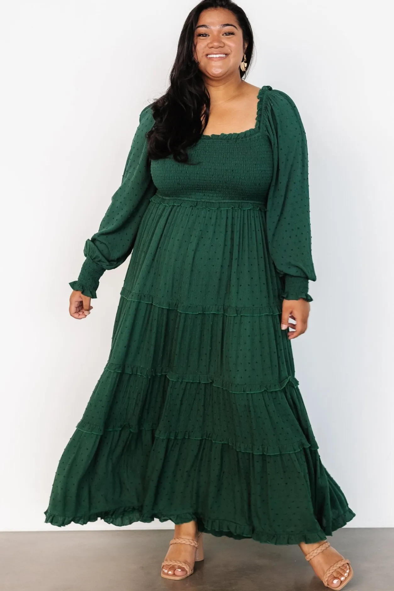 Online Baltic Born Amanda Smocked Dotted Maxi Dress | Evergreen
