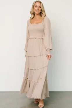 Online Baltic Born Amanda Smocked Dotted Maxi Dress | Beige