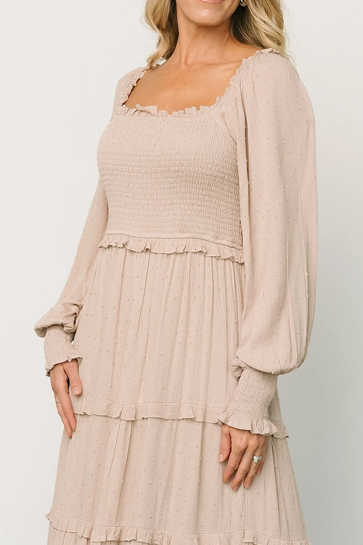 Online Baltic Born Amanda Smocked Dotted Maxi Dress | Beige