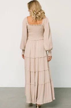 Online Baltic Born Amanda Smocked Dotted Maxi Dress | Beige