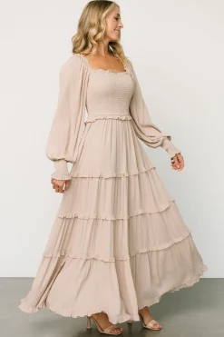 Online Baltic Born Amanda Smocked Dotted Maxi Dress | Beige
