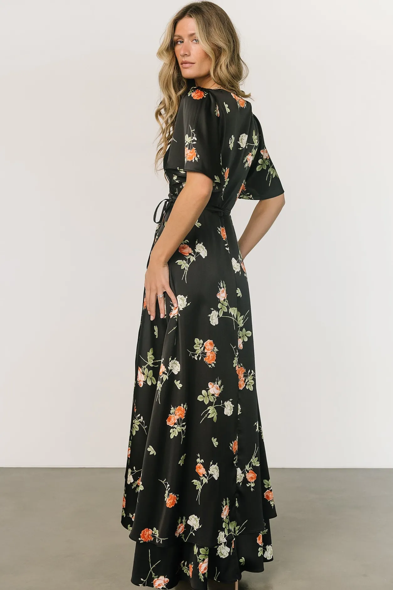 Clearance Baltic Born Amara Wrap Dress | Black + Coral Floral Black+CoralFloral