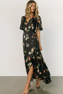 Clearance Baltic Born Amara Wrap Dress | Black + Coral Floral Black+CoralFloral