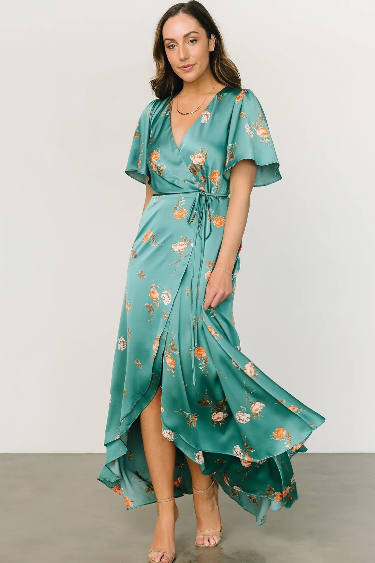 Sale Baltic Born Amara Wrap Dress | Green + Coral Floral Green+CoralFloral