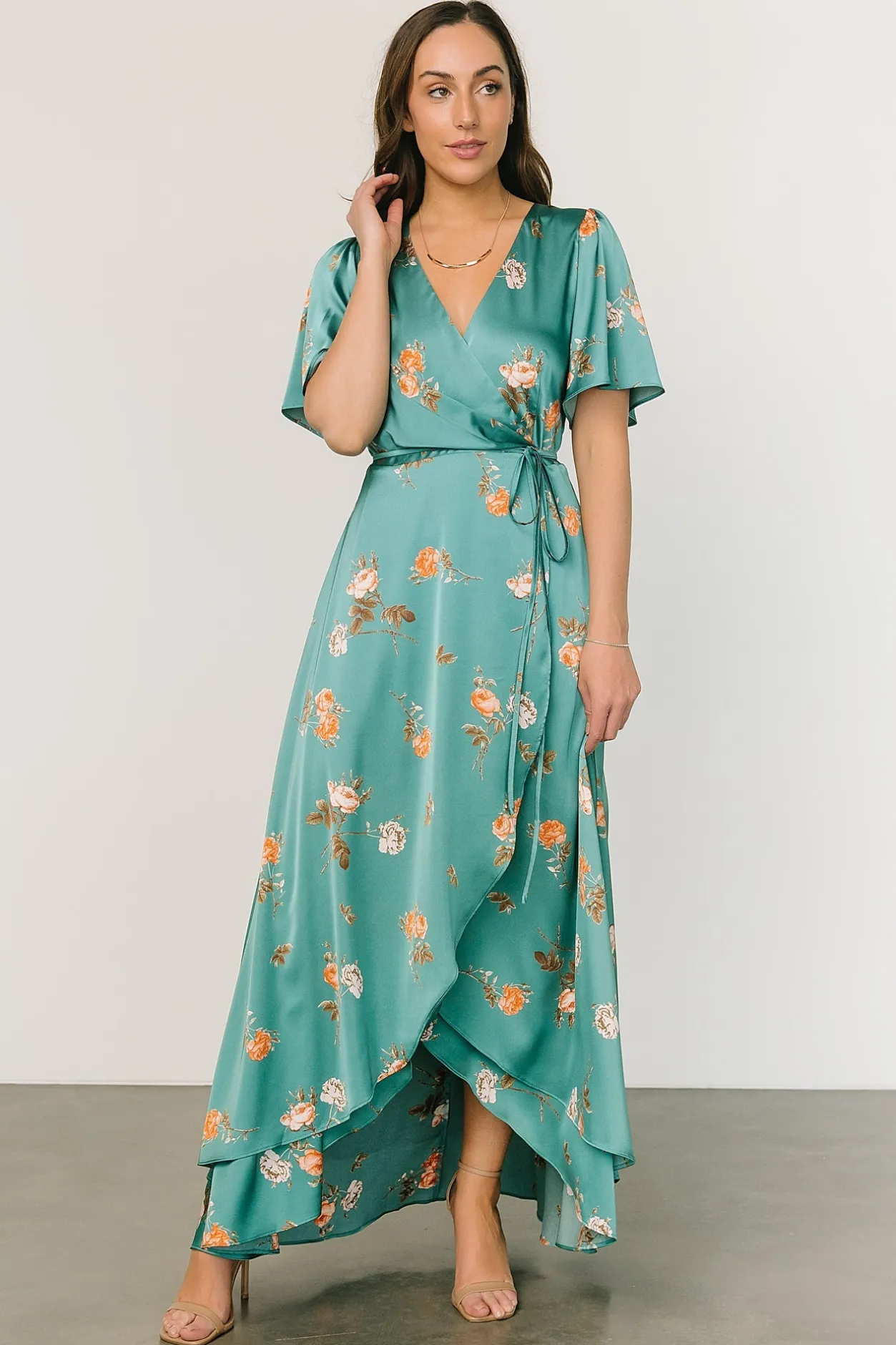 Sale Baltic Born Amara Wrap Dress | Green + Coral Floral Green+CoralFloral