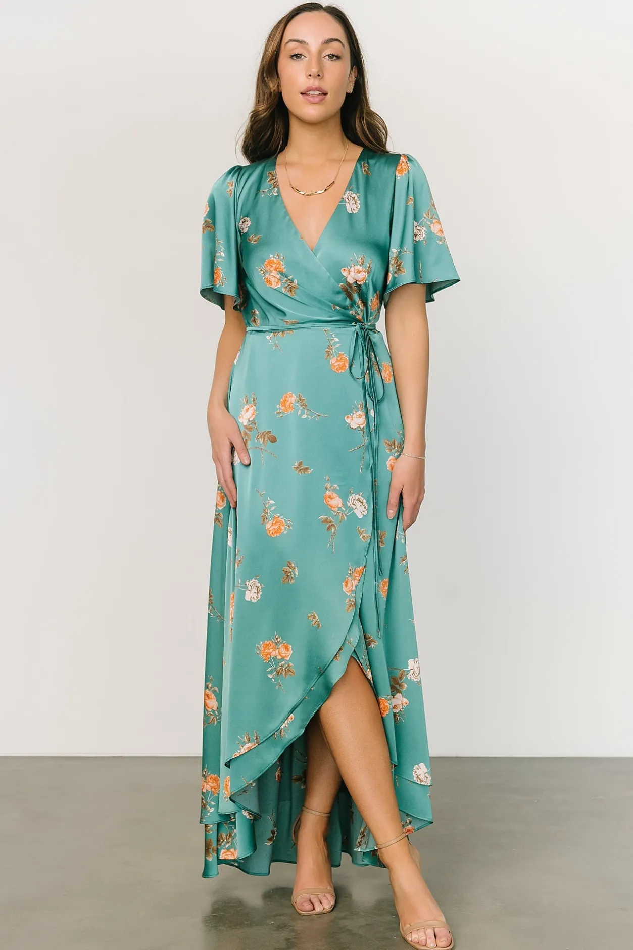Sale Baltic Born Amara Wrap Dress | Green + Coral Floral Green+CoralFloral