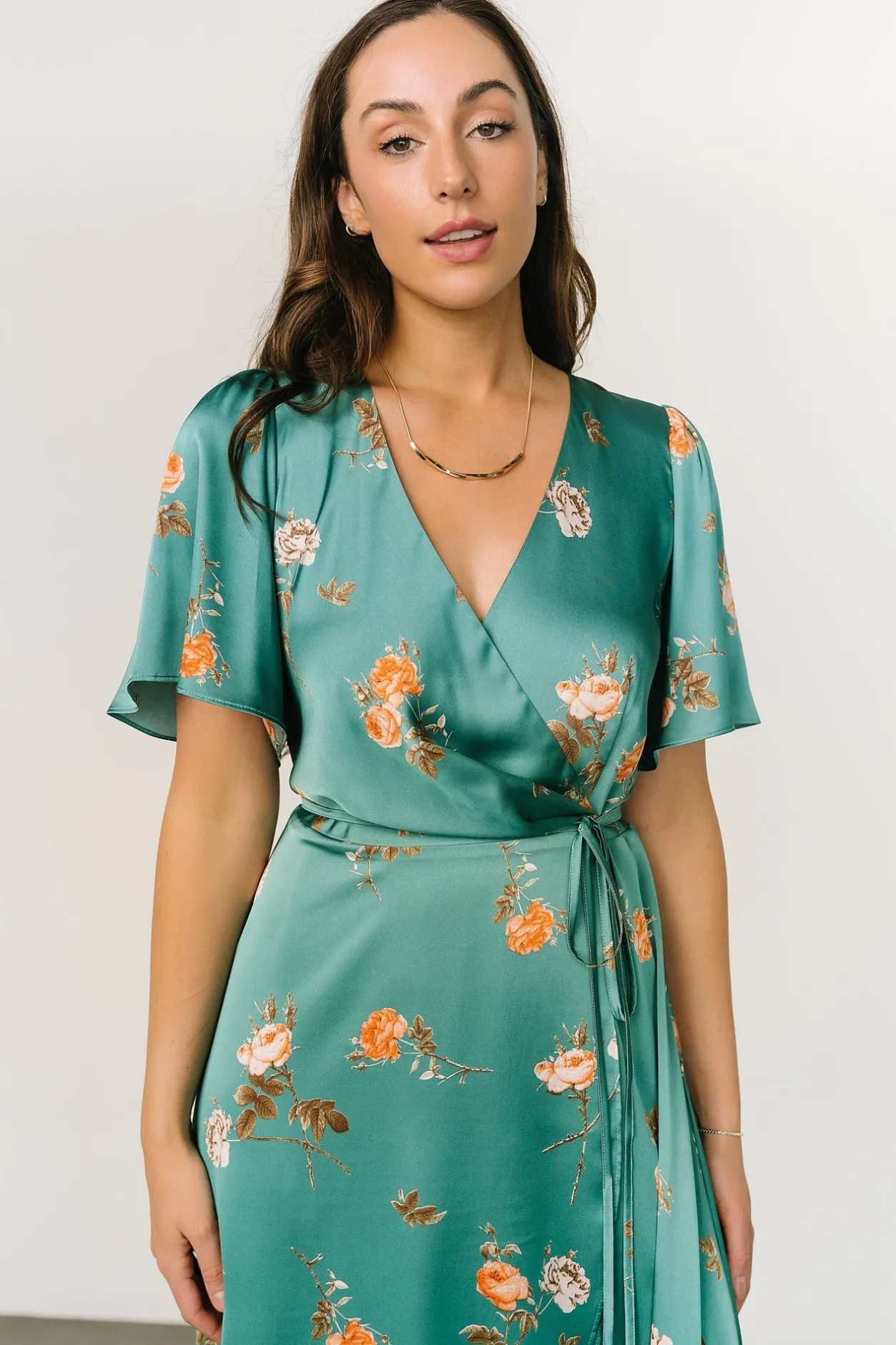 Sale Baltic Born Amara Wrap Dress | Green + Coral Floral Green+CoralFloral