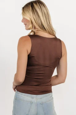 Fashion Baltic Born Ana Scoop Neck Tank Top | Dark Brown DarkBrown