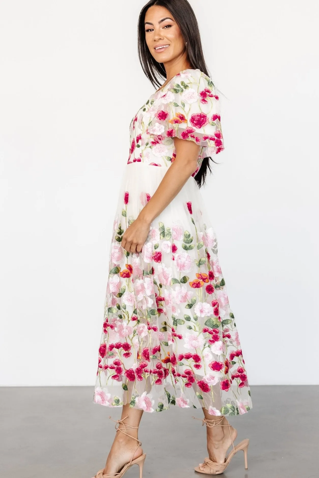 Online Baltic Born Anastasie Floral Embroidered Dress | Pink Multi PinkMulti