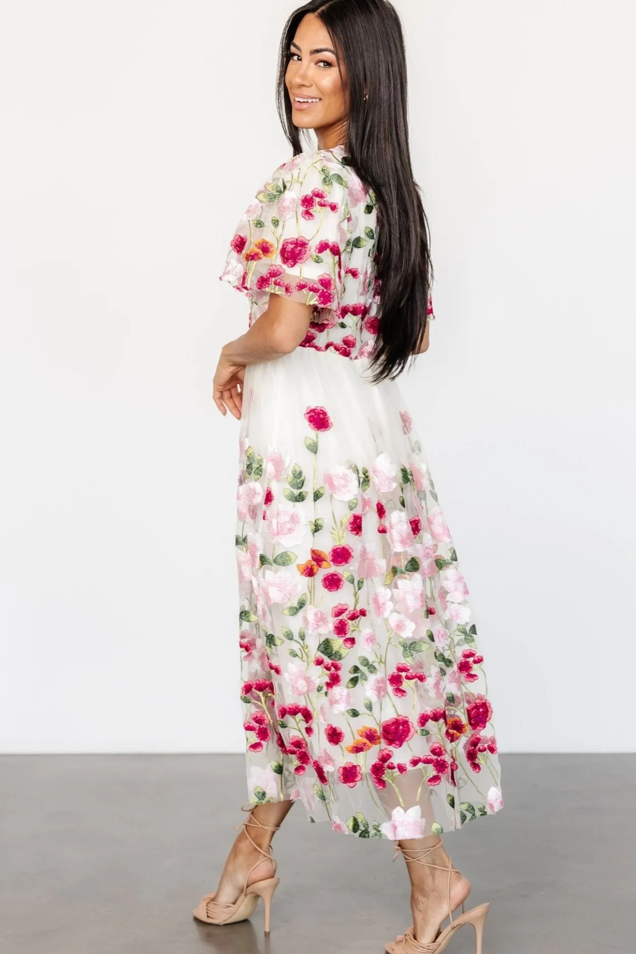 Online Baltic Born Anastasie Floral Embroidered Dress | Pink Multi PinkMulti