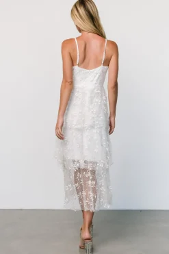 Clearance Baltic Born Anavi Tiered Midi Dress | White + Gold White+Gold