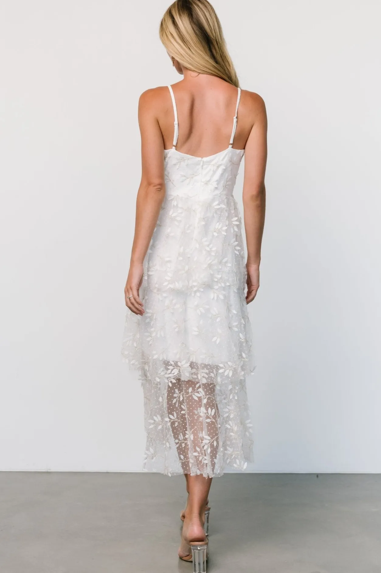 Clearance Baltic Born Anavi Tiered Midi Dress | White + Gold White+Gold
