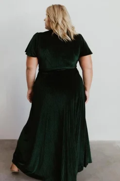 Hot Baltic Born Andi Ribbed Velvet Wrap Dress | Emerald