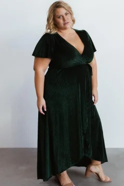 Hot Baltic Born Andi Ribbed Velvet Wrap Dress | Emerald