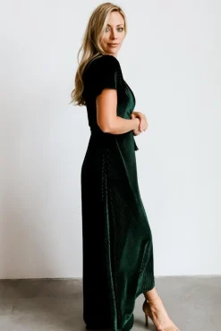 Hot Baltic Born Andi Ribbed Velvet Wrap Dress | Emerald