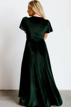 Hot Baltic Born Andi Ribbed Velvet Wrap Dress | Emerald