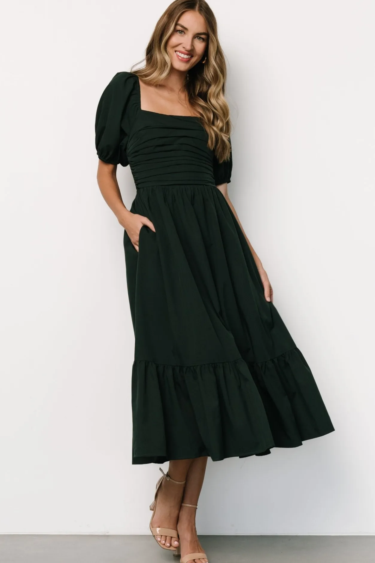 Best Baltic Born Andrea Pleated Midi Dress | Forest Green ForestGreen