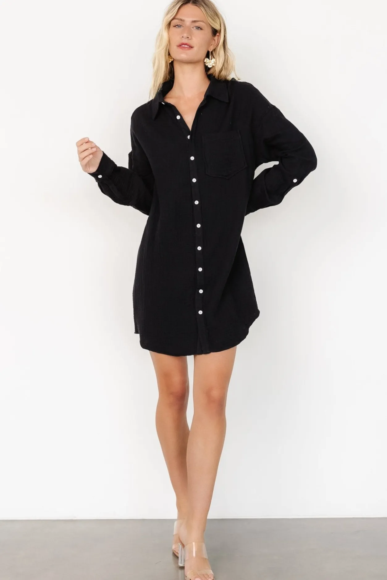 Outlet Baltic Born Andres Button Shirt Dress | Black