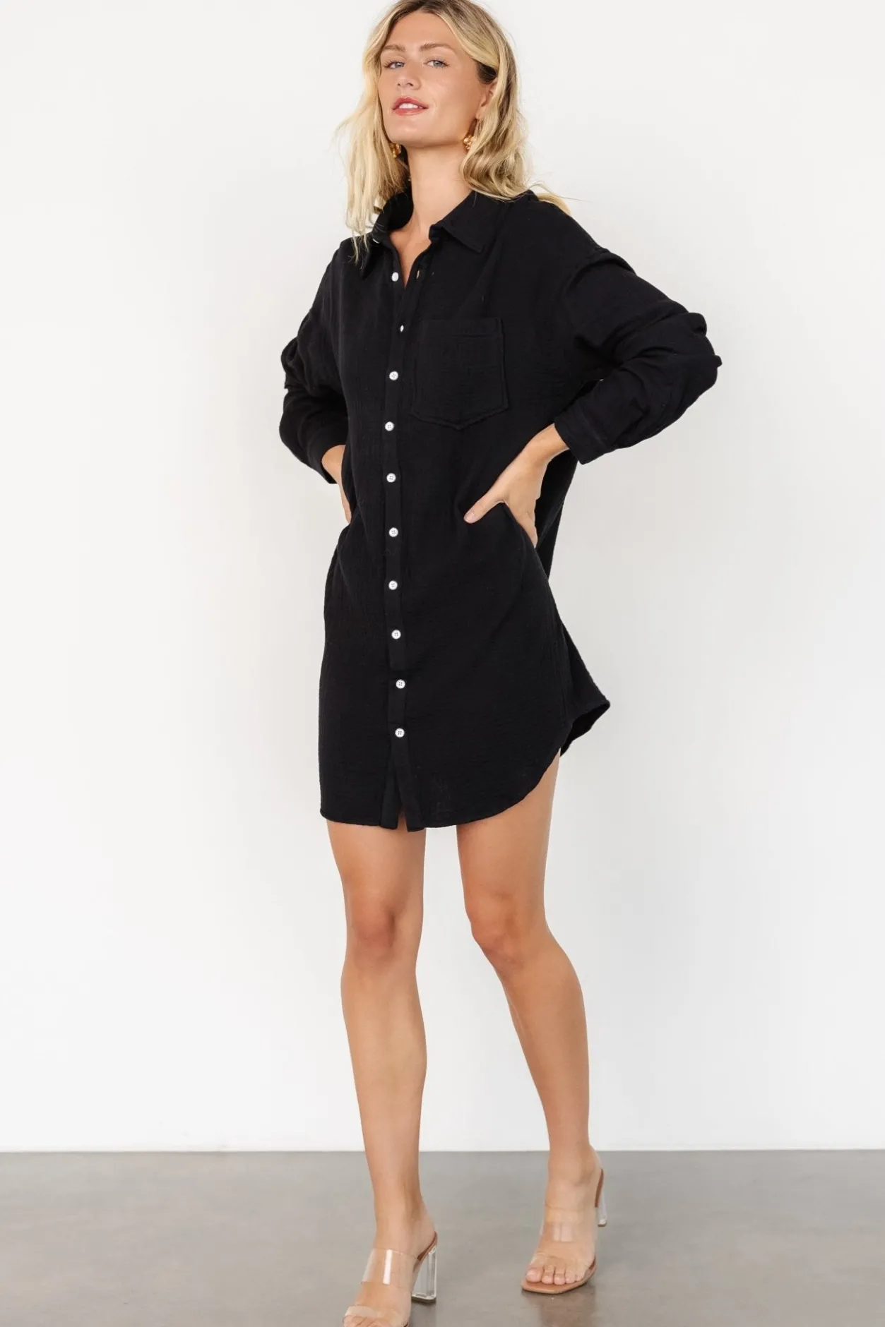Outlet Baltic Born Andres Button Shirt Dress | Black