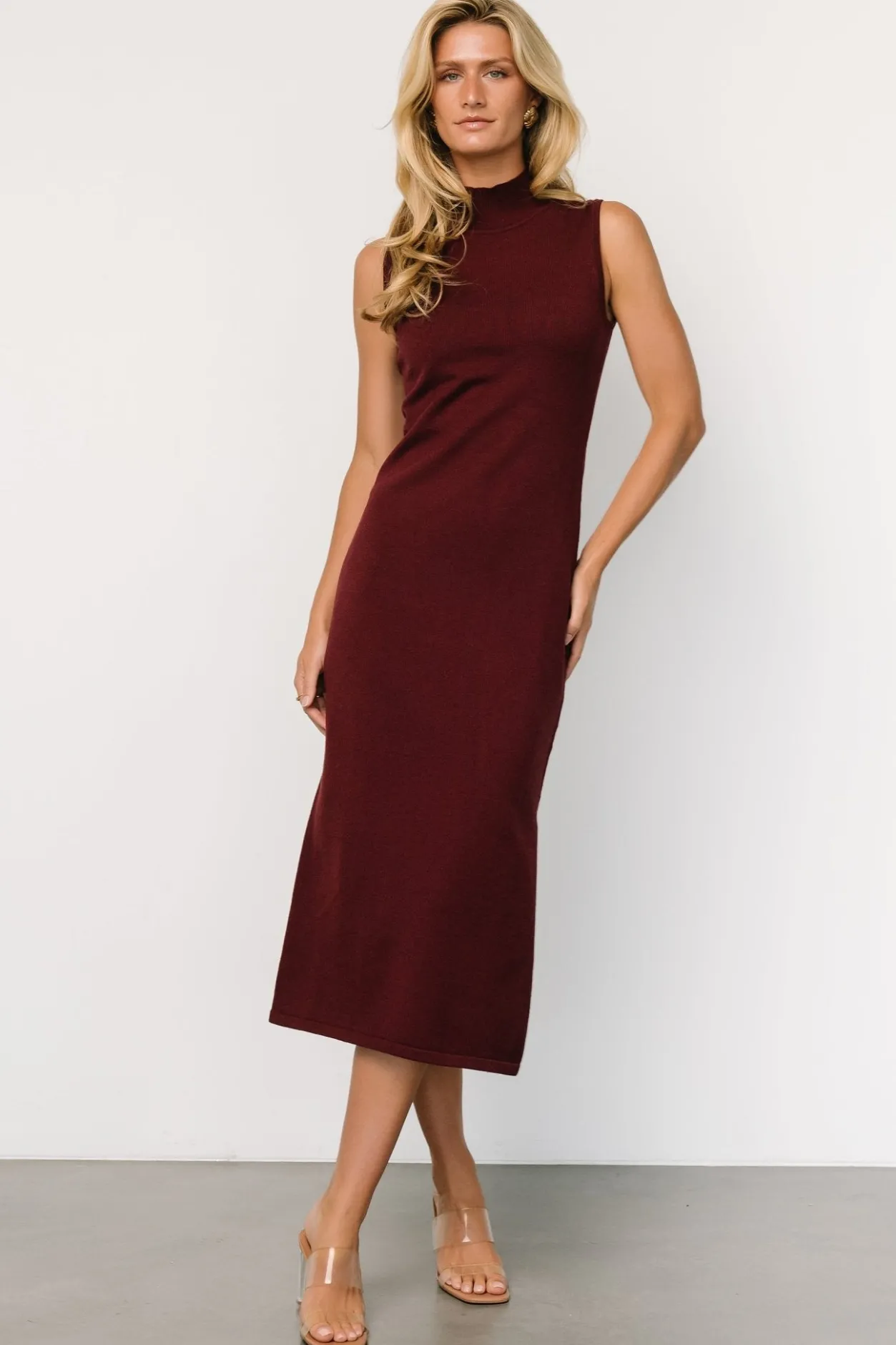 Clearance Baltic Born Angelina Mock Neck Tank Dress | Wine