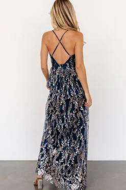Discount Baltic Born Anisa Shimmer Gown | Navy + Rose Navy+Rose