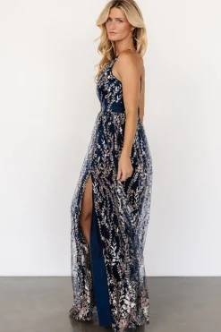 Discount Baltic Born Anisa Shimmer Gown | Navy + Rose Navy+Rose