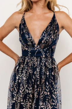 Discount Baltic Born Anisa Shimmer Gown | Navy + Rose Navy+Rose