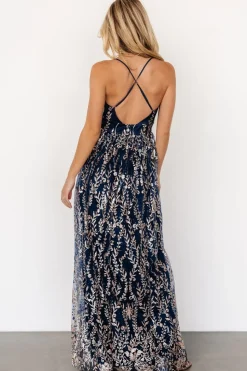 Discount Baltic Born Anisa Shimmer Gown | Navy + Rose Navy+Rose