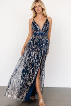 Discount Baltic Born Anisa Shimmer Gown | Navy + Rose Navy+Rose