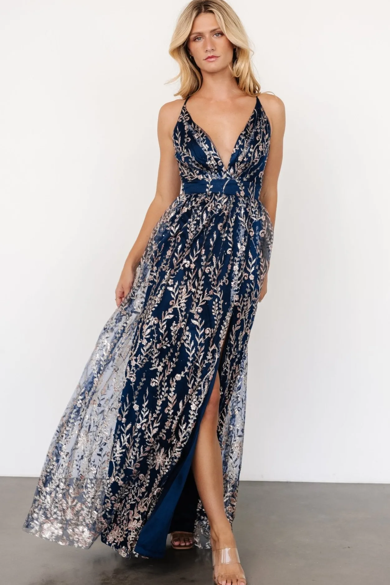 Discount Baltic Born Anisa Shimmer Gown | Navy + Rose Navy+Rose