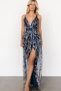 Discount Baltic Born Anisa Shimmer Gown | Navy + Rose Navy+Rose