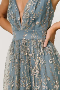 Online Baltic Born Anisa Shimmer Gown | Slate Blue + Rose Gold SlateBlue+RoseGold