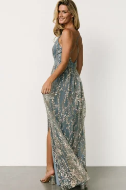 Online Baltic Born Anisa Shimmer Gown | Slate Blue + Rose Gold SlateBlue+RoseGold