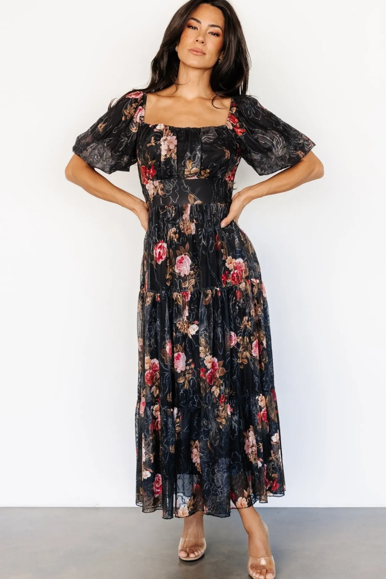 Best Baltic Born Annabeth Midi Dress | Black Floral BlackFloral