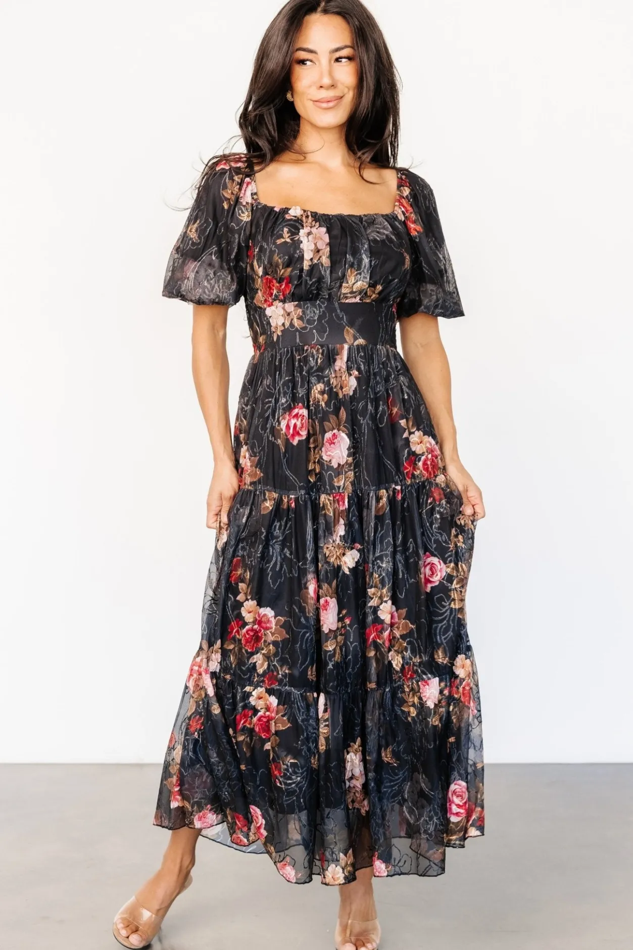 Best Baltic Born Annabeth Midi Dress | Black Floral BlackFloral