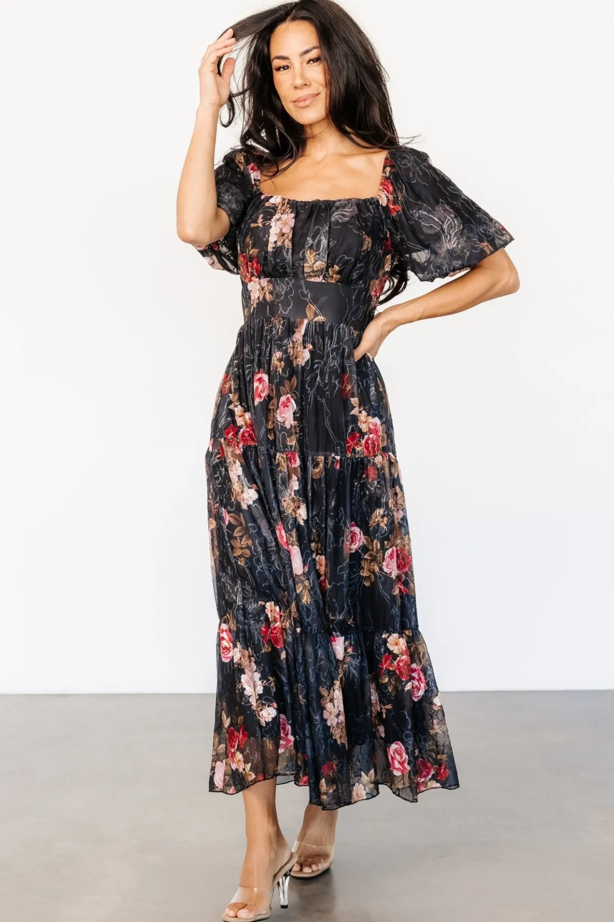 Best Baltic Born Annabeth Midi Dress | Black Floral BlackFloral