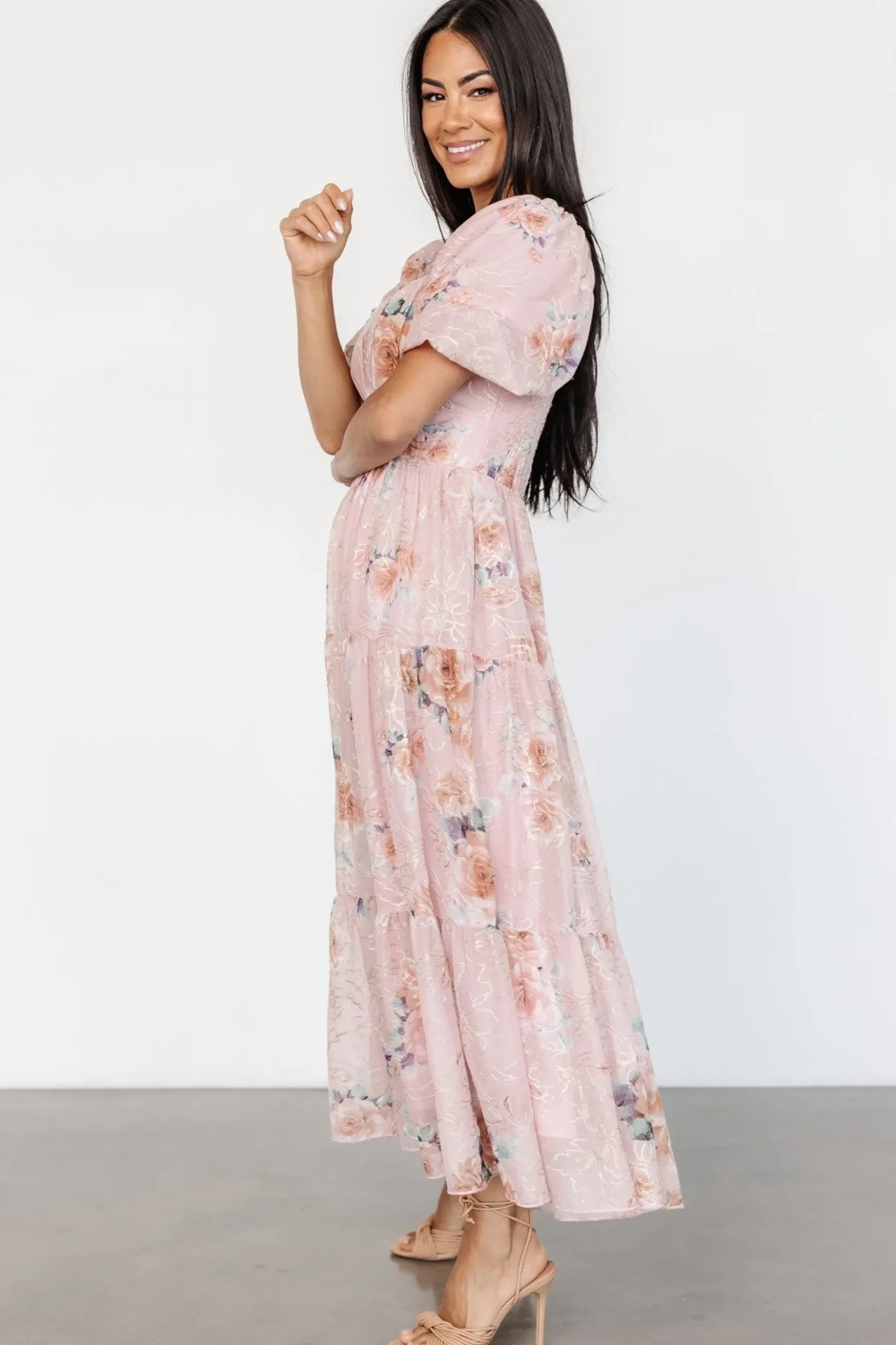 Sale Baltic Born Annabeth Midi Dress | Blush Floral BlushFloral