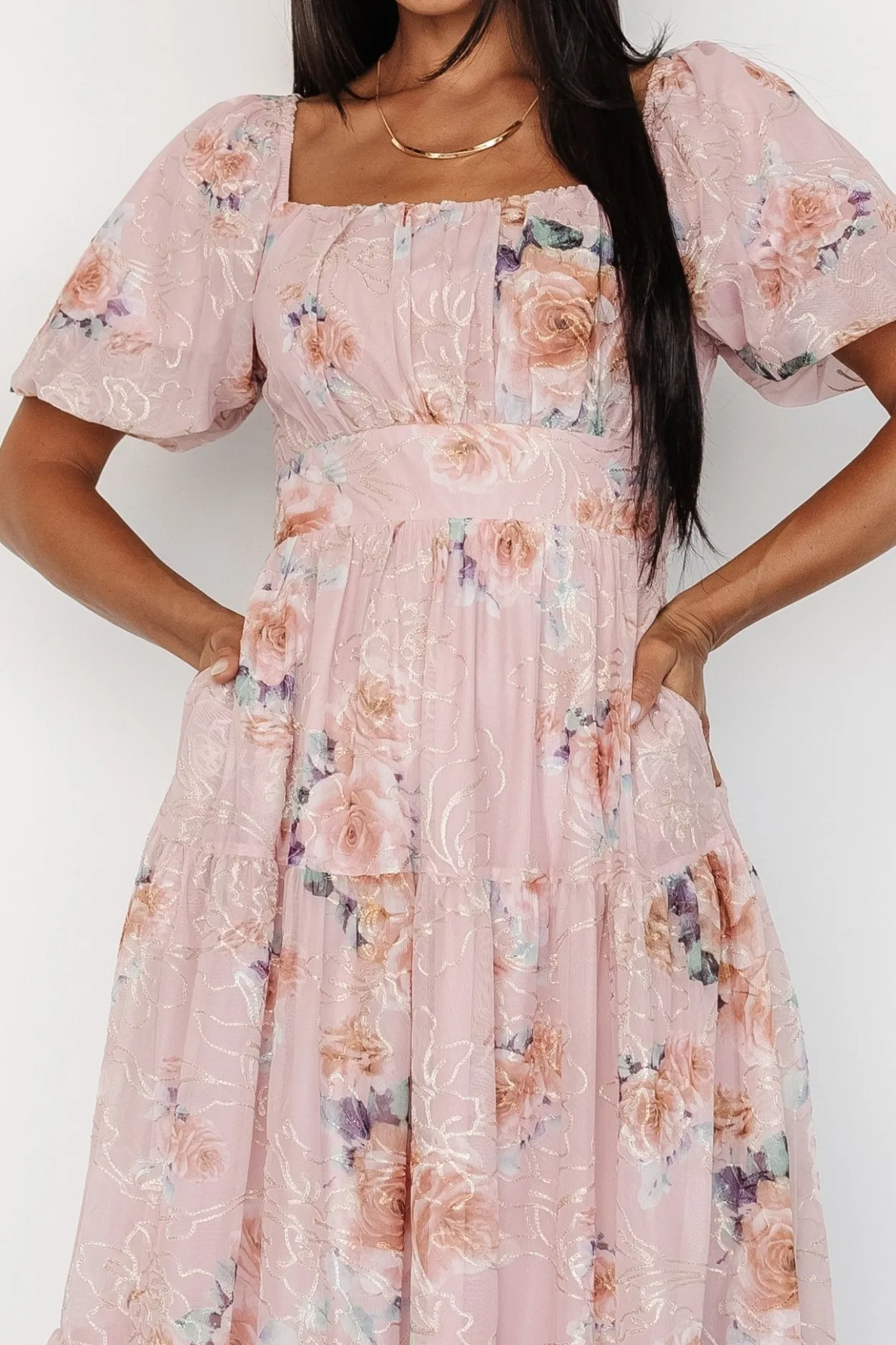 Sale Baltic Born Annabeth Midi Dress | Blush Floral BlushFloral